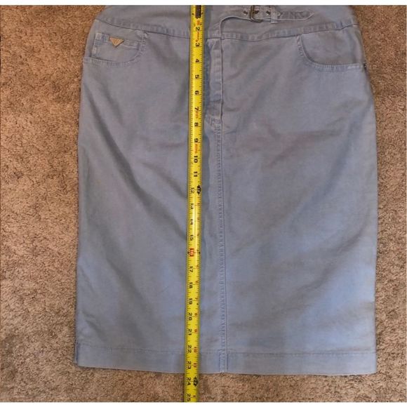 Max Mara Weekend Light Blue Denim Cotton Blend Washed Denim Midi Skirt Size 10 - Picture 15 of 16